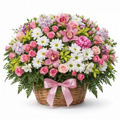 Композиция из цветов в корзинке «Цветочные грёзы»